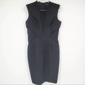 IUC Mesh Insert Croc Embossed Sheath Dress Black Size 6 US